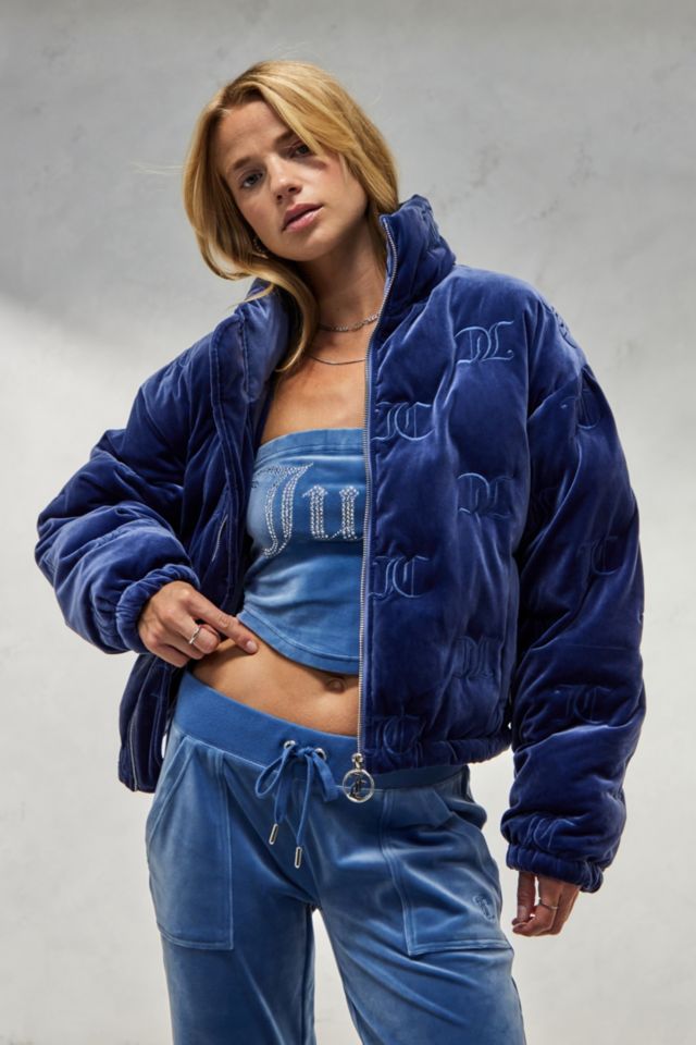 Juicy Couture Blue Monogram Puffer Jacket Urban Outfitters UK