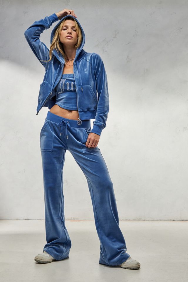Juicy Couture Blue Velour Zip-Up Hoodie Jacket #1