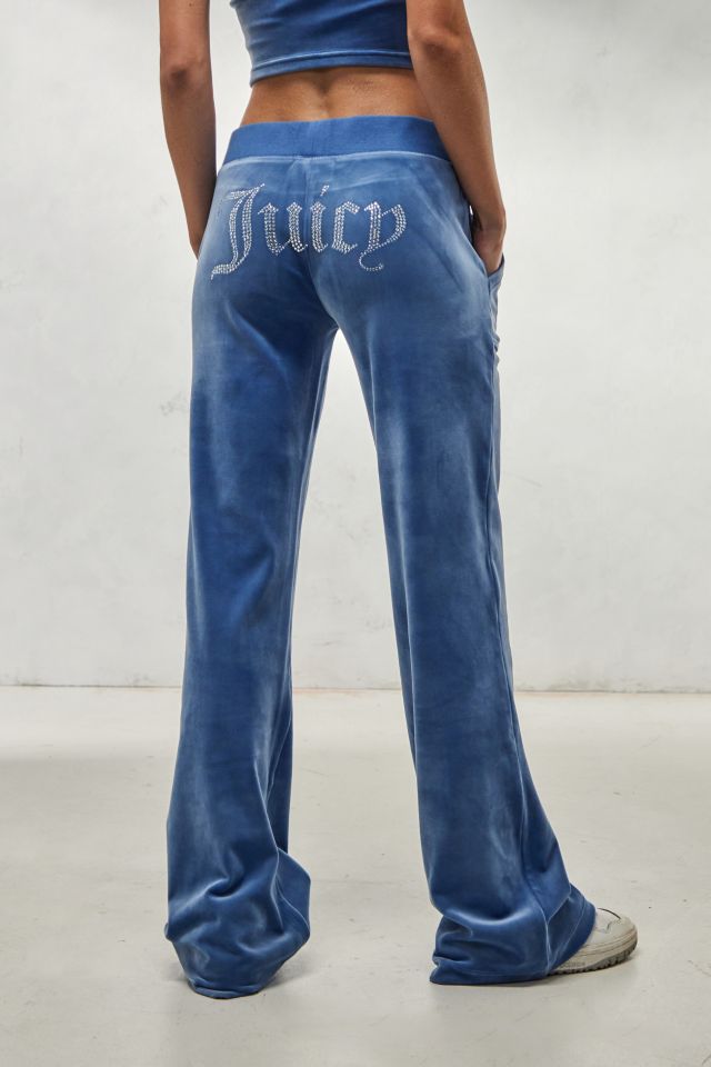 Juicy Couture Blue Low Rise Velour Track Pants