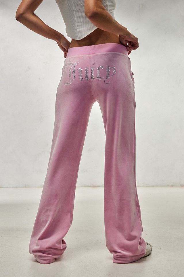 Juicy Couture Pink Low Rise Velour Track Pants