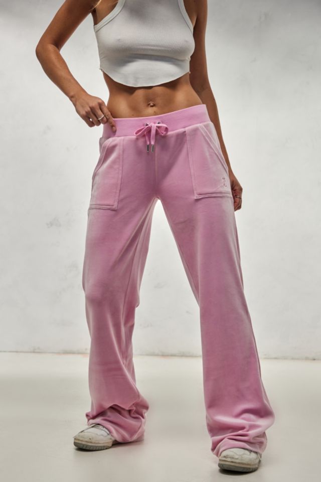 Juicy Couture Pink Low Rise Velour Track Pants