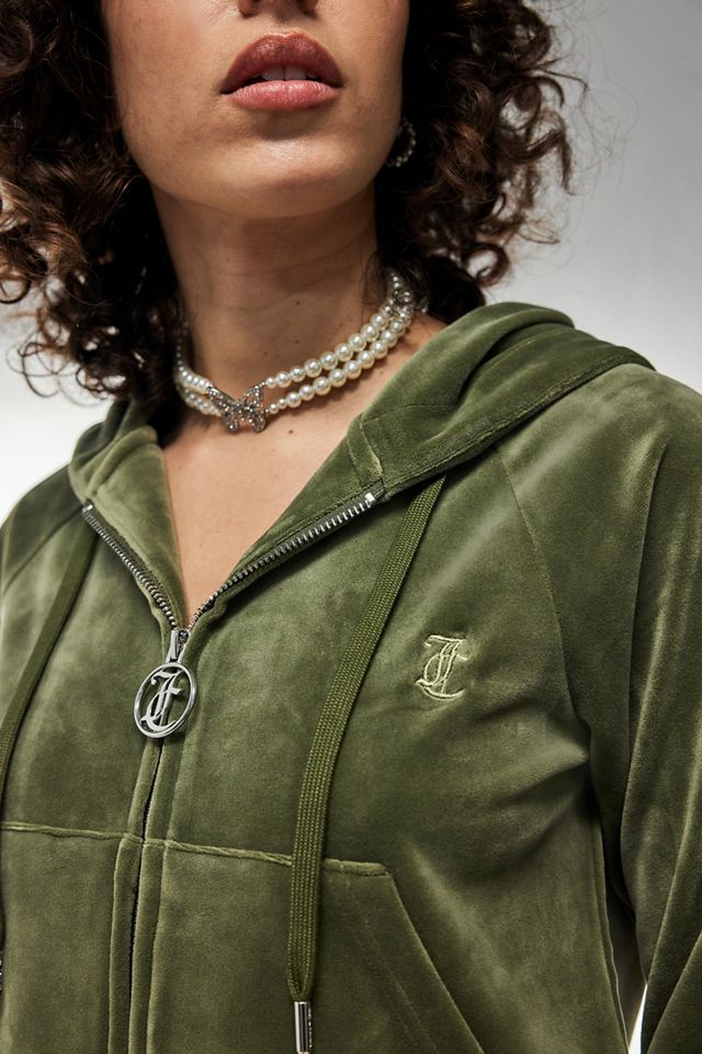 Juicy Couture - Sweat à capuche en velours avec fermeture Éclair olive #2