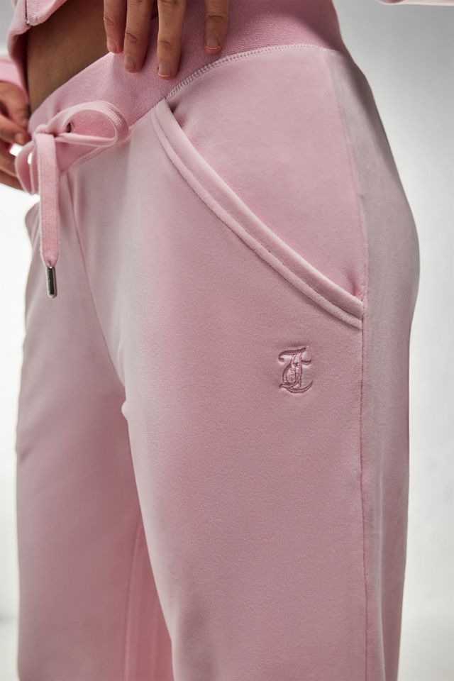 Juicy Couture Cameo Pink Low-Rise Velour Flare Track Pants