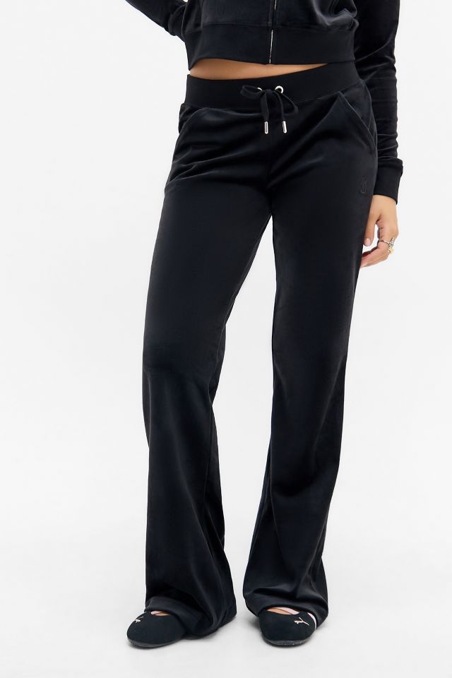 Juicy Couture UO Exclusive Black Low-Rise Velour Flare Track Pants