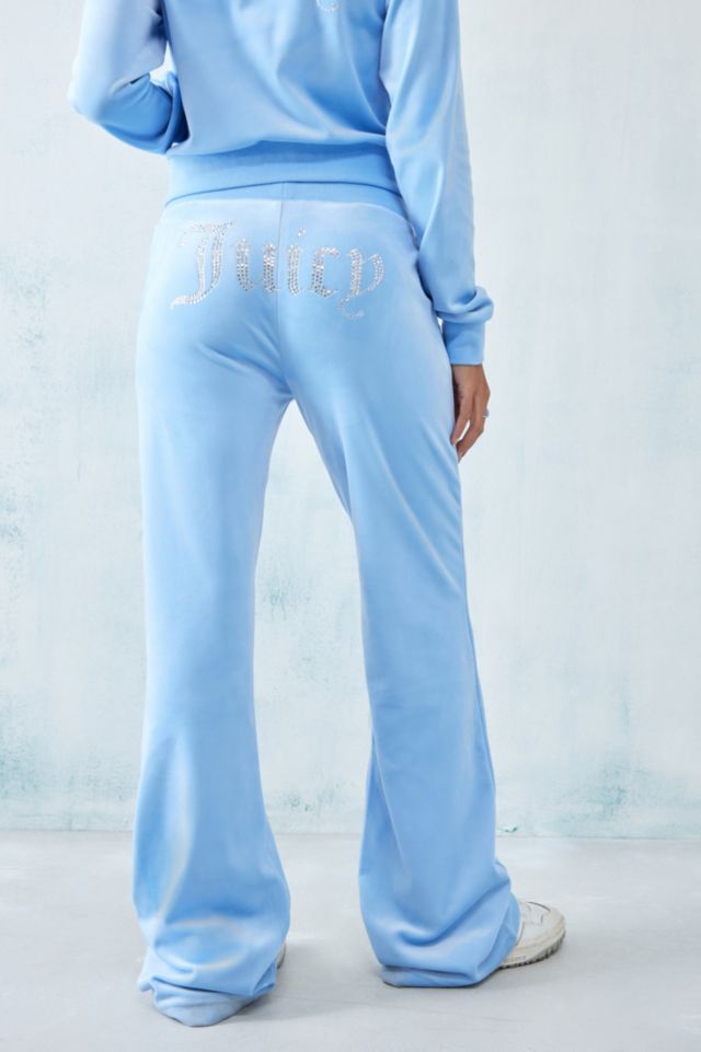 Juicy Couture Velour Wide Leg Track Pant Blue, DEFSHOP