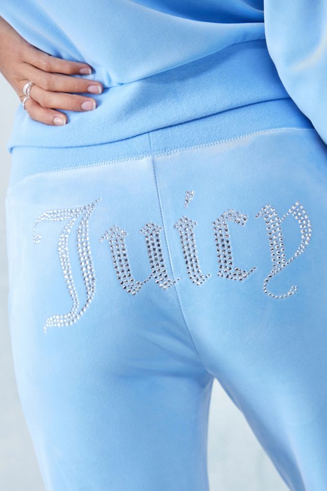 Powder Blue Diamante Velour Tracksuit Juicy Couture Blue Low-Rise