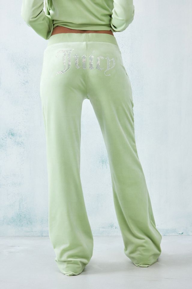 Juicy Couture Green Low-Rise Velour Flare Track Pants #2