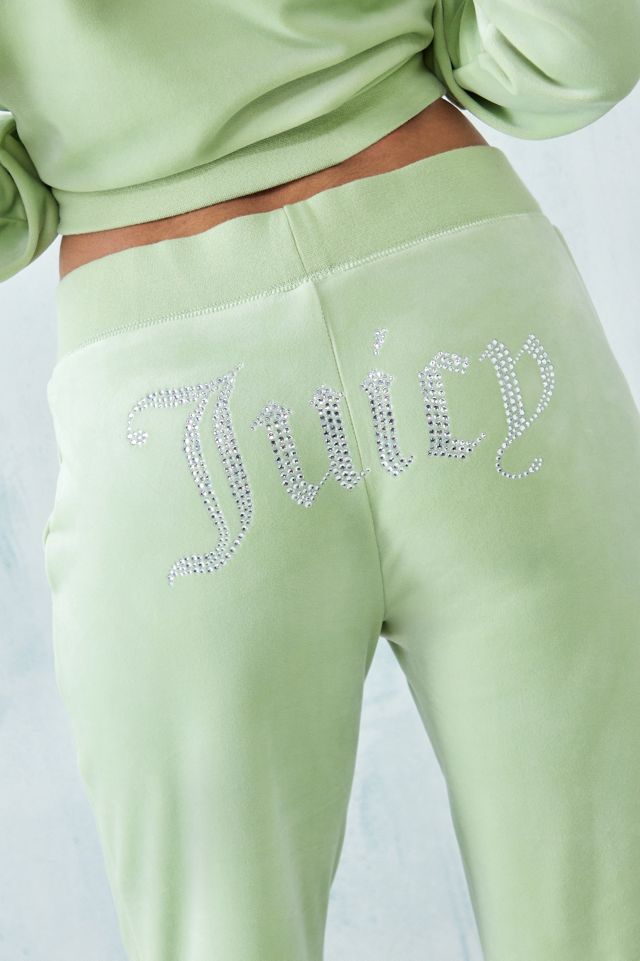 Juicy Couture Green Low-Rise Velour Flare Track Pants #3