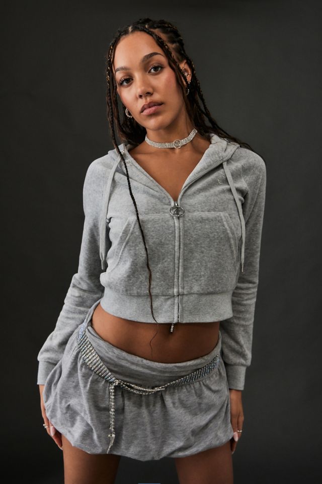 Juicy Couture Grey Marl Zip Through Hoodie Urban Outfitters UK