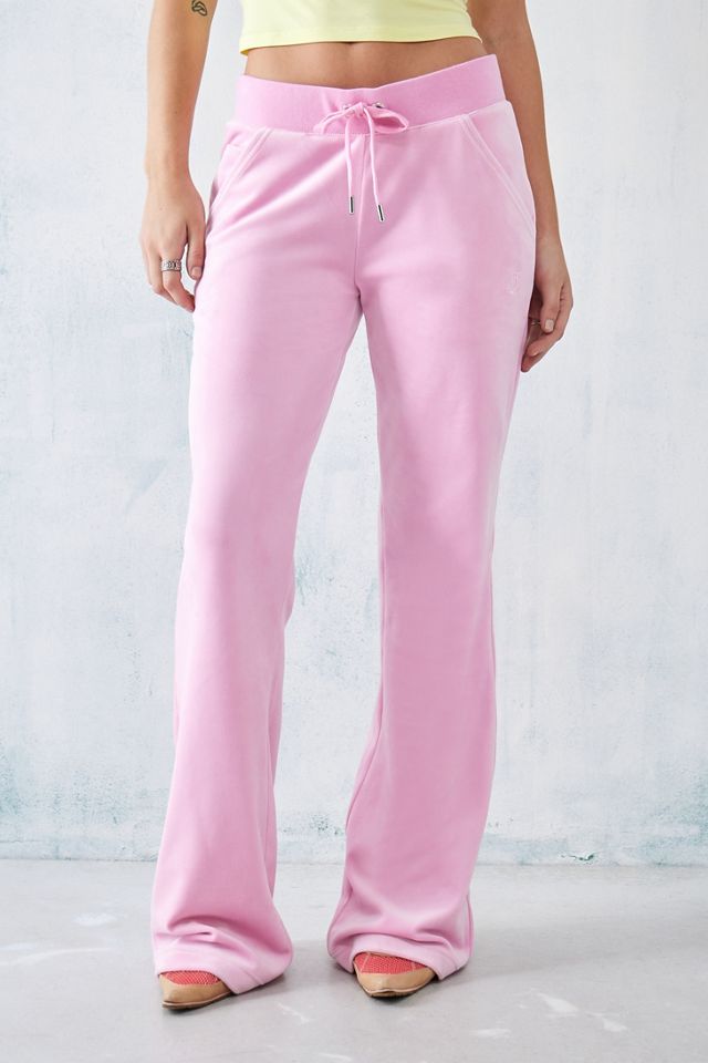 PINK GLO LOW RISE VELOUR SCATTER BEAD FLARED JOGGERS – Juicy Couture UK