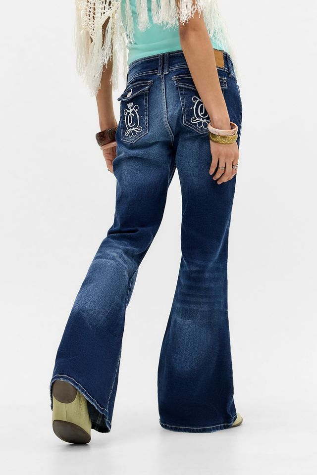 Juicy Couture Jeans a Zampa a Vita Bassa Blu Medio con Stemma #3