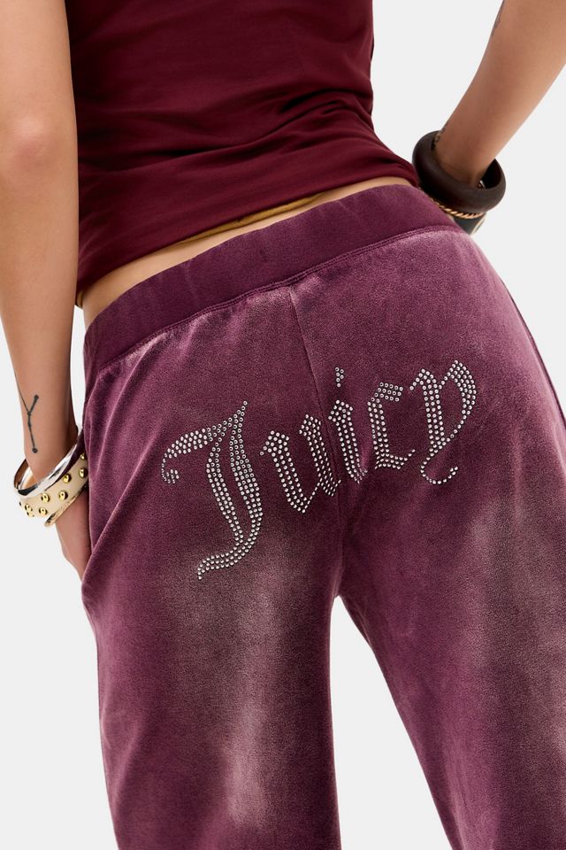 Pantalon de survêtement en velours délavé bordeaux UO Exclusive Juicy Couture #2