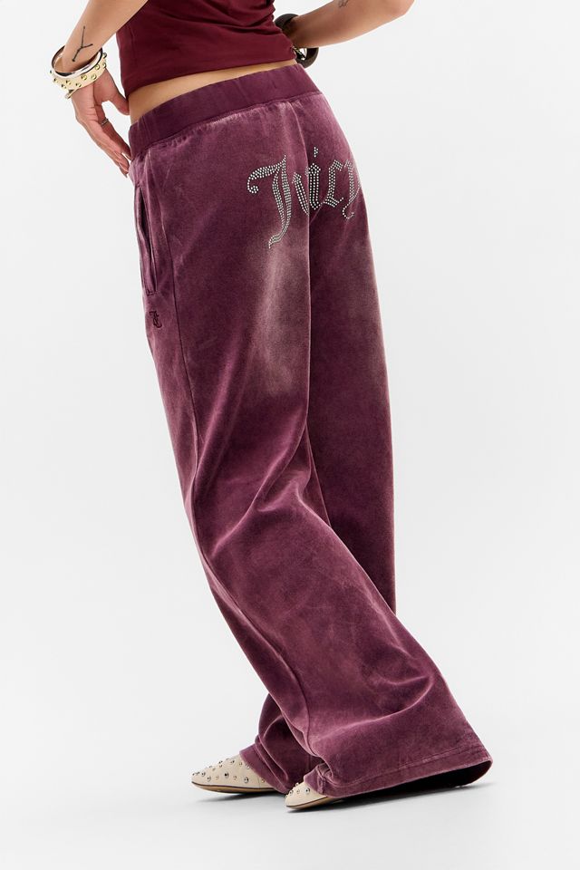 Pantalon de survêtement en velours délavé bordeaux UO Exclusive Juicy Couture #3