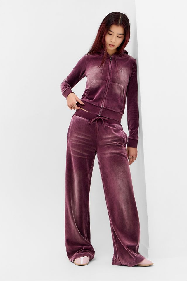 Sweat à capuche en velours délavé bordeaux Juicy Couture exclusivité UO #1