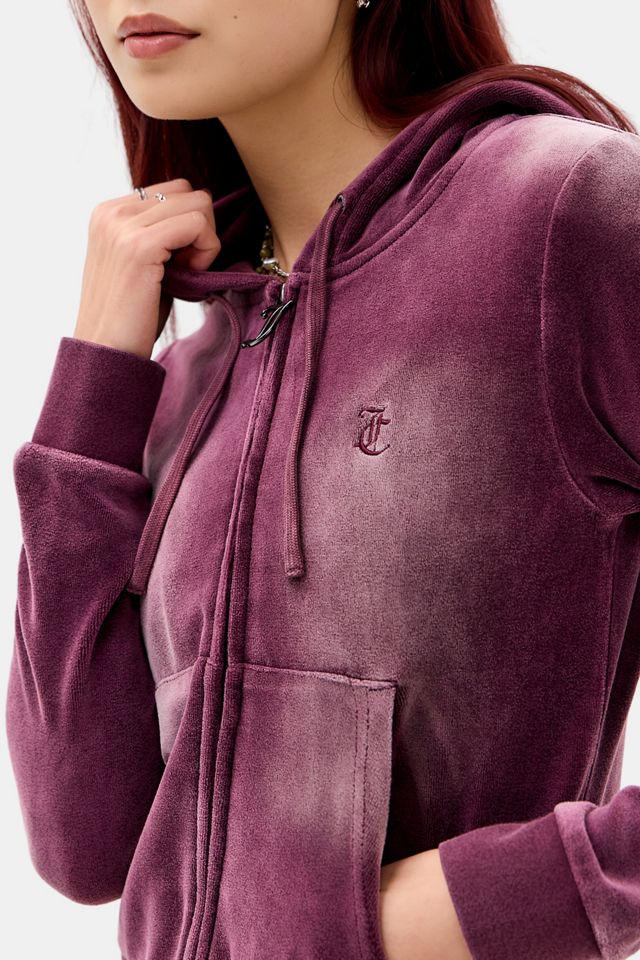 Sweat à capuche en velours délavé bordeaux Juicy Couture exclusivité UO #2