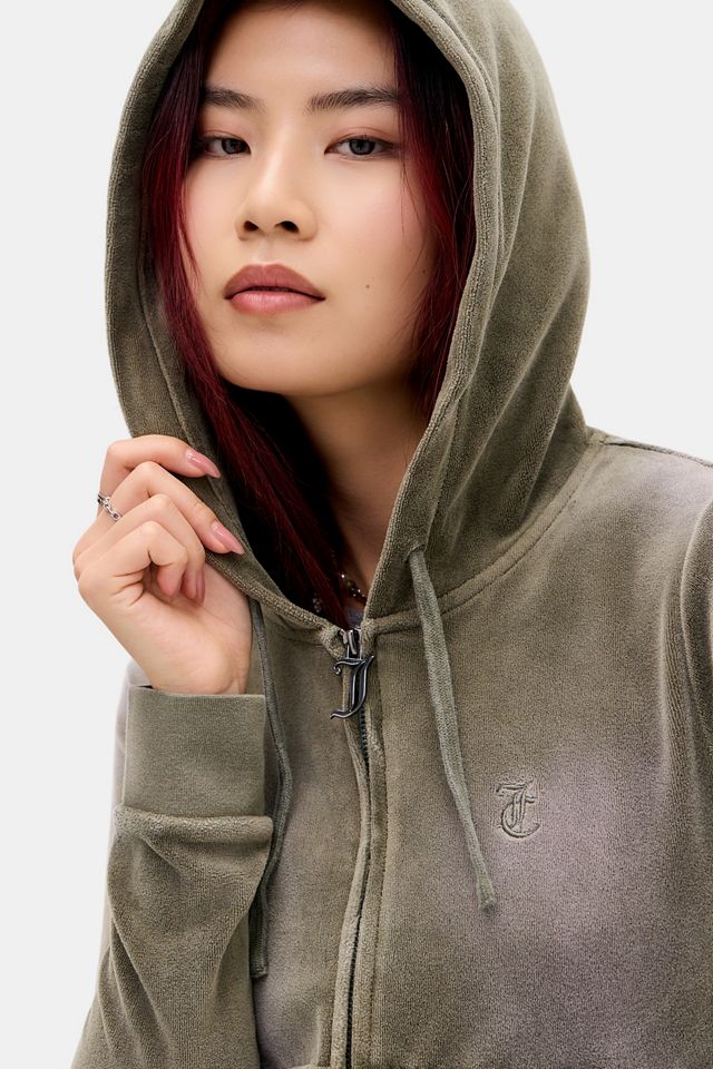 Sudadera con Capucha de Terciopelo Verde Mar Lavado Exclusiva de UO de Juicy Couture #2