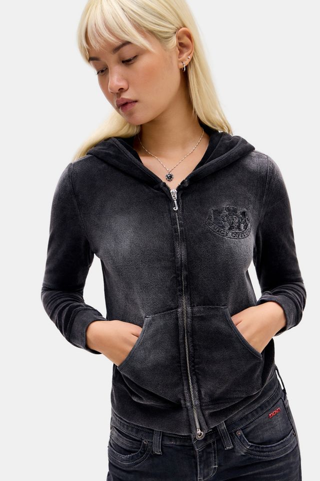 Juicy Couture UO Exklusiver Gewaschener Velours-Crop-Kapuzenpullover #1