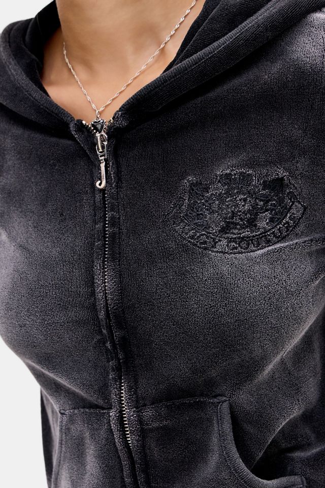 Juicy Couture UO Exklusiver Gewaschener Velours-Crop-Kapuzenpullover #2