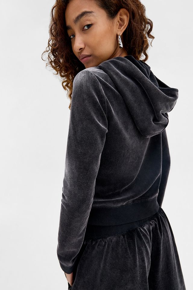 Juicy Couture UO Exclusive Washed Black Velour Crop Hoodie #3