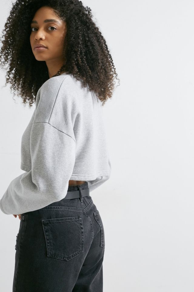 Fiorucci Vintage Angles Grey Cropped Crew Neck Sweatshirt #1