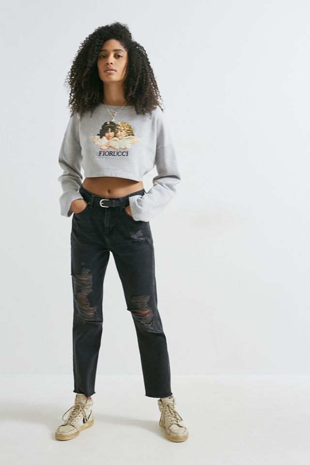 Fiorucci Vintage Angles Grey Cropped Crew Neck Sweatshirt #2