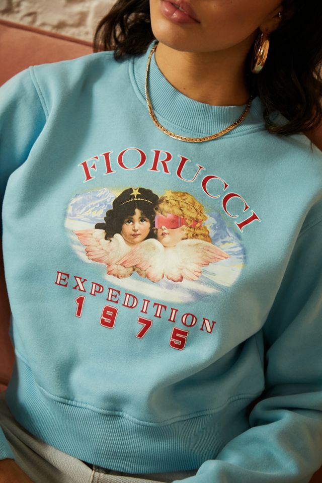Fiorucci Blue Snow Angels Cropped Sweatshirt Urban Outfitters UK