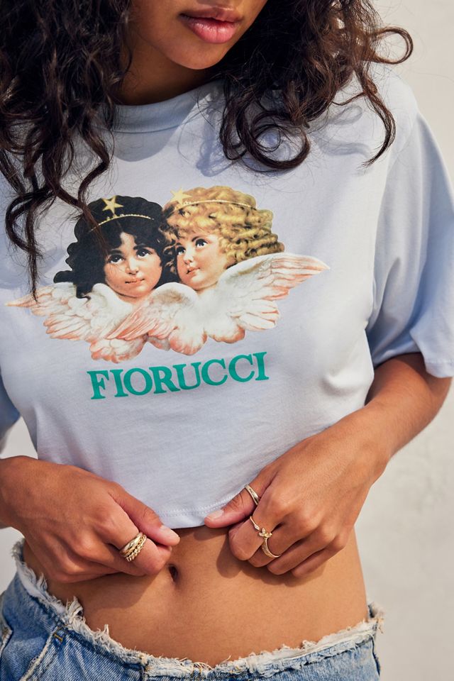 Fiorucci Blue Vintage Angels Cropped T-Shirt | Urban