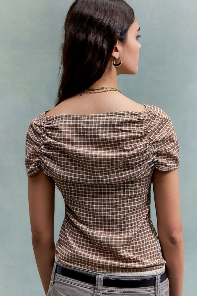 Hosbjerg Clara Check Ruched Top #2