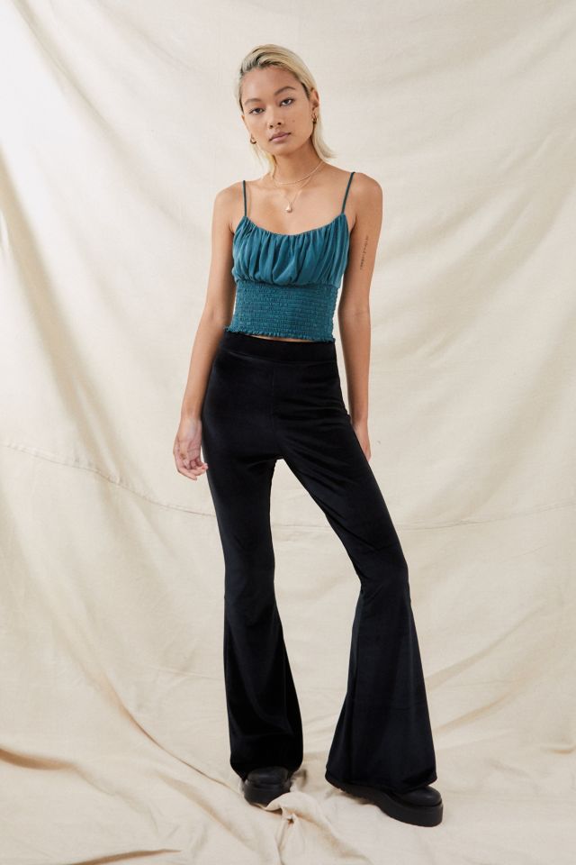 UO Black Velvet Flare Trousers  Velvet flares, Flare trousers, Flares