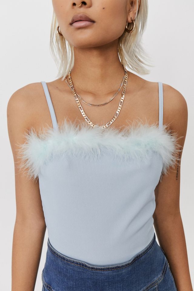 Senza di te UO Esclusivo blu soffice Trim Crop Top #2