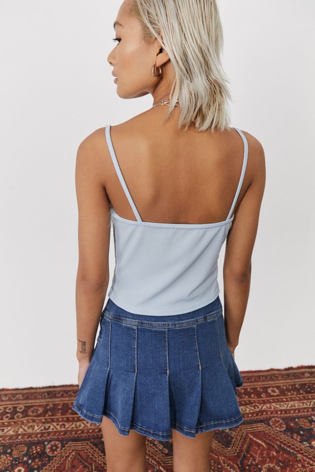 Senza di te UO Esclusivo blu soffice Trim Crop Top #3