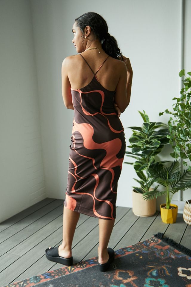 Kiss The Sky - Robe en satin Sunset tie and dye marron #2