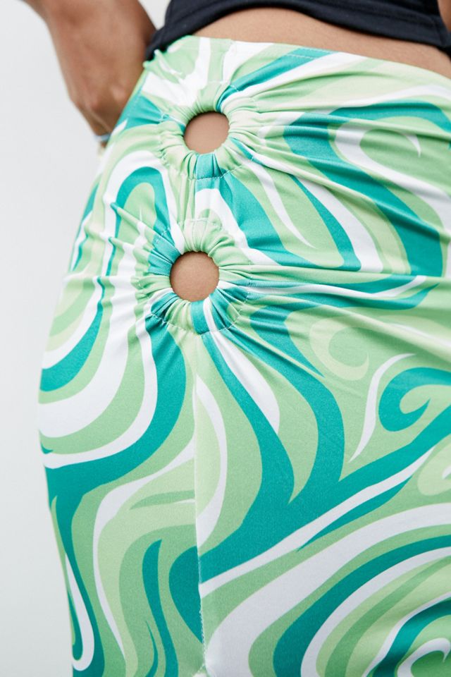 Without You - Jupe midi à découpes motifs tourbillons verte #1