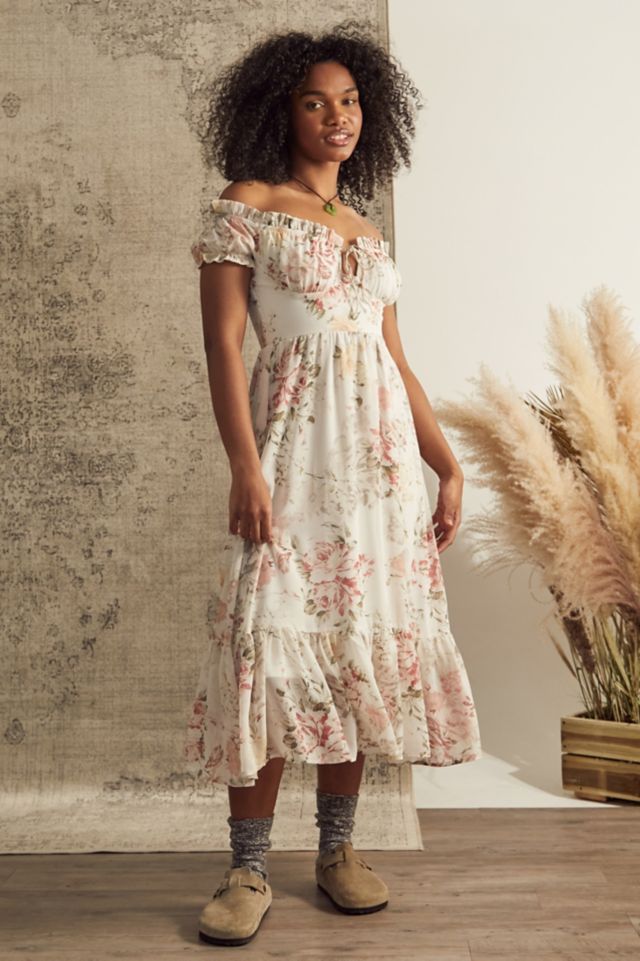 Kiss The Sky Versaille Midi Floral Dress Urban Outfitters UK