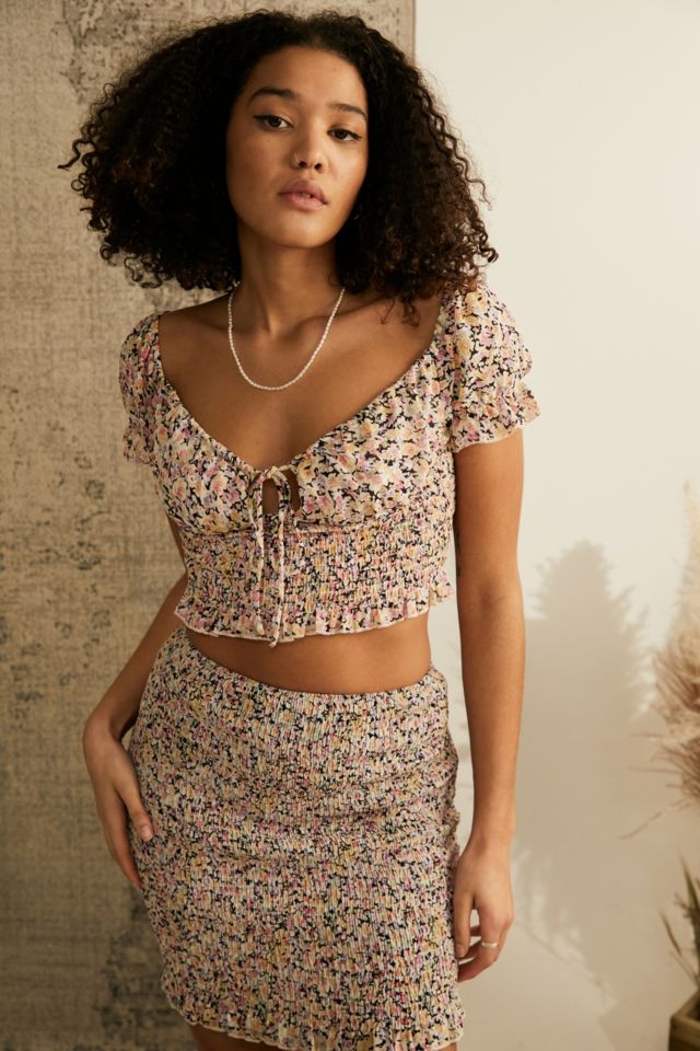 Love Triangle Milkmaid Shirred Top | Urban Outfitters UK