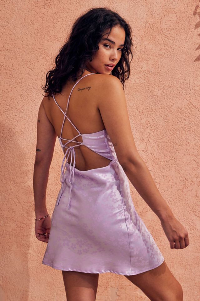 Love Triangle Lilac Magic Satin Mini Slip Dress Urban Outfitters UK