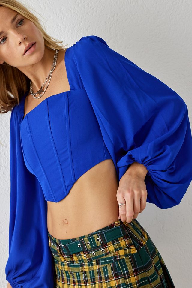 Kiss The Sky Top corsetto posteriore con cinturino blu #2