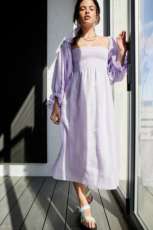 chinese dress ladies Atlanta Linen Dress with Rose Detail in Roses – Sleeper