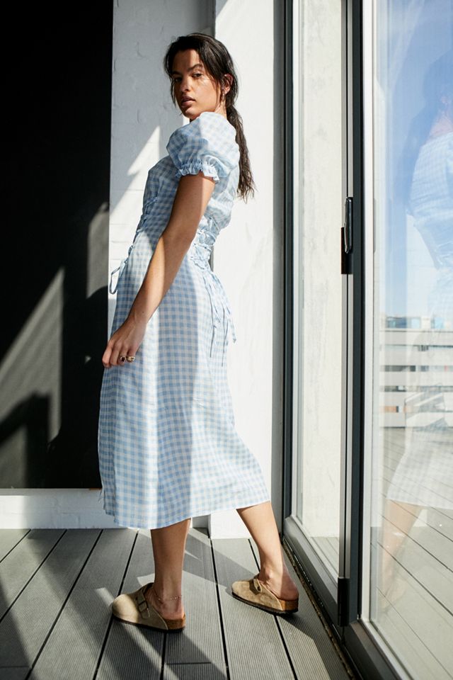 Sleeper Marquise Blue Vichy Linen Dress | Urban Outfitters UK