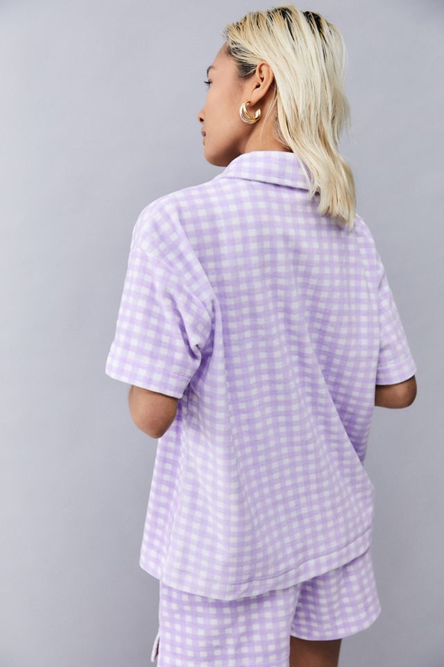 NEW girl ORDER Chemise en Tissu Éponge Vichy Lilas #1