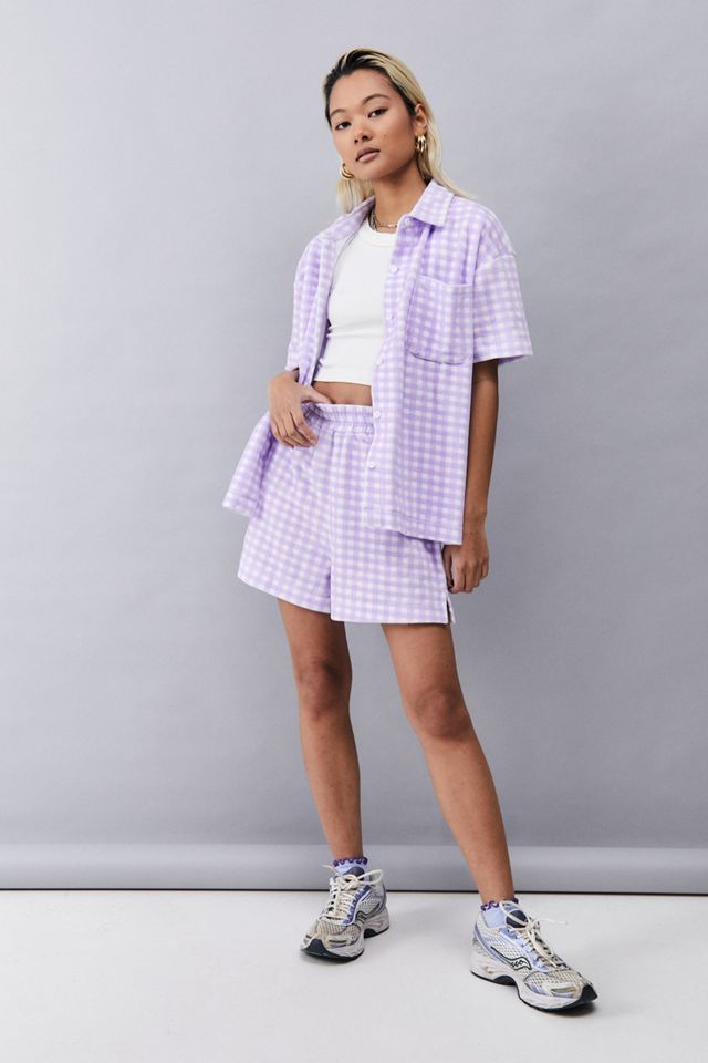 NEW girl ORDER Chemise en Tissu Éponge Vichy Lilas #3
