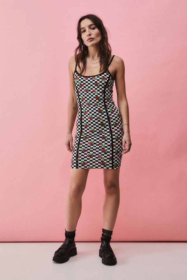 NEW girl ORDER Black & White Cherry Checkerboard Mini Dress | Urban  Outfitters UK