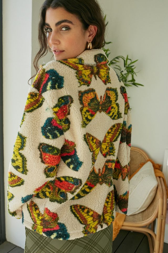 NEW girl ORDER Chaqueta de Forro Polar con Cremallera y Estampado de Mariposas #1