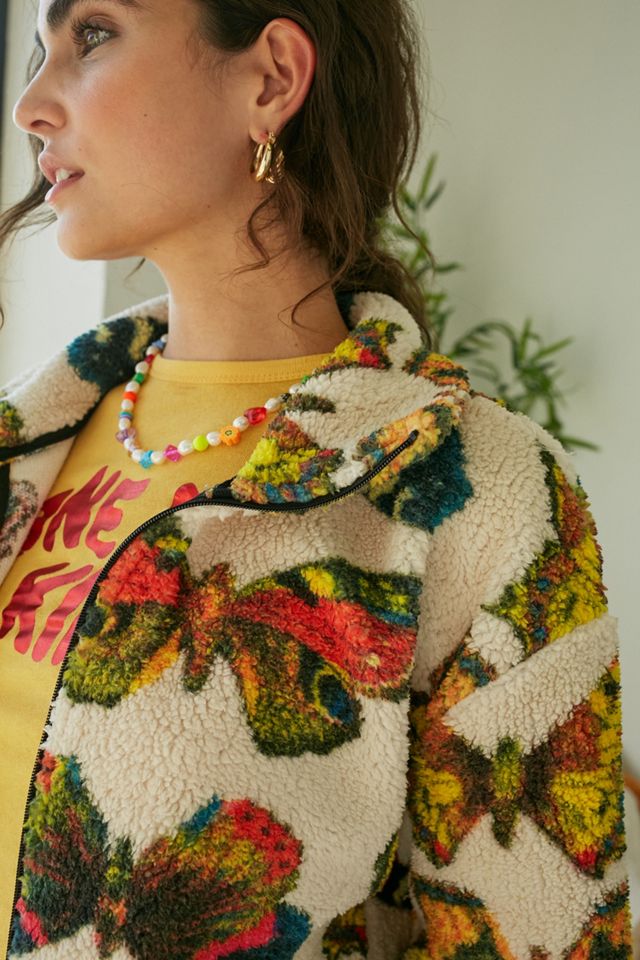 NEW girl ORDER Chaqueta de Forro Polar con Cremallera y Estampado de Mariposas #3