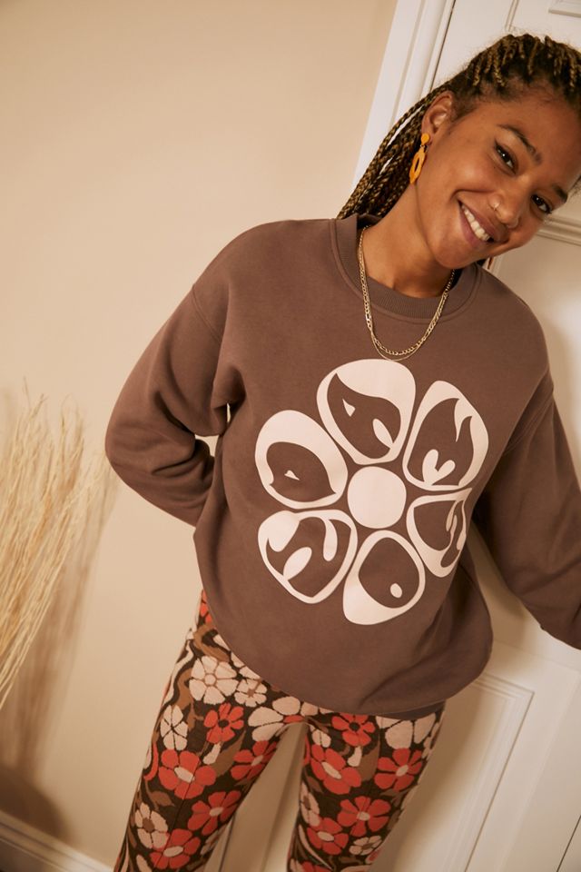 Damson Madder – Sweatshirt in Braun mit Blumenprint