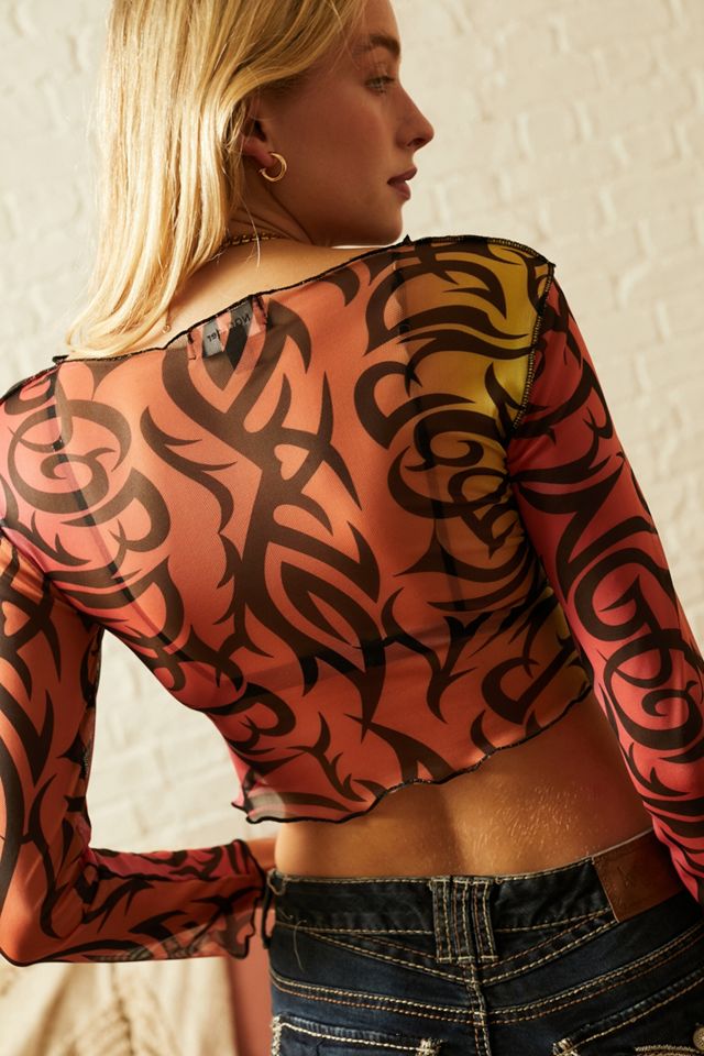 NUEVA chica ORDEN Cherry Bomb Mesh Top #1