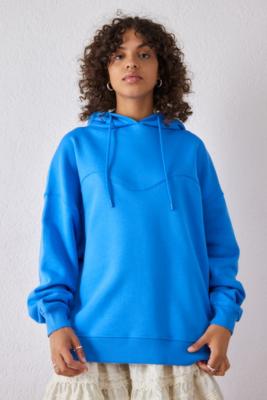 Damson Madder Wave Detail Oversized Hoodie - Blue UK 14 at Urban Outfitters