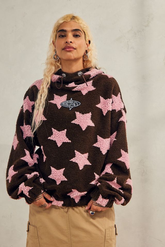 Basic Pleasure Mode Star Print Borg Hoodie | Urban Outfitters UK