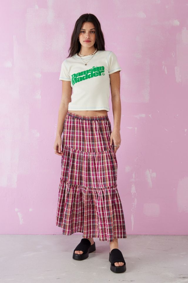Damson Madder Thea Linen Check Prairie Midi Skirt #1
