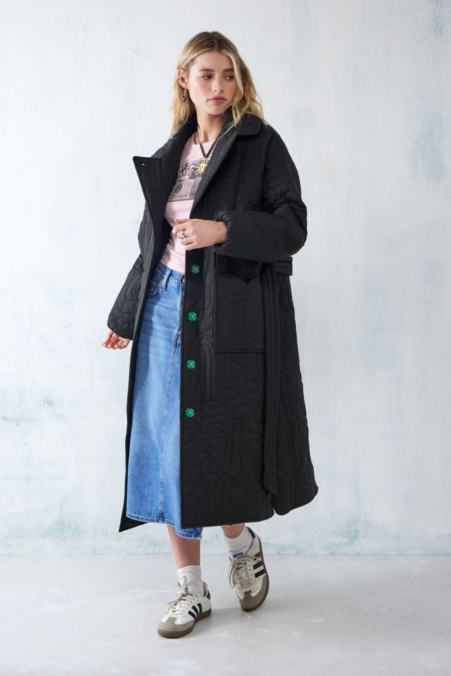 Damson Madder Gilda Longline Quilted Coat | Urban Outfitters UK